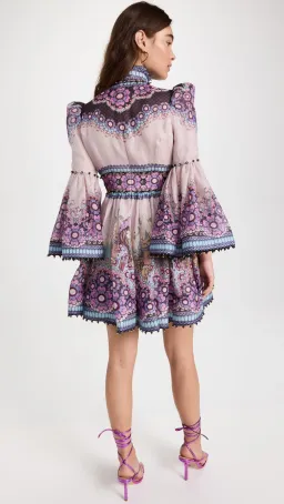 Zimmermann Celestial Bell Sleeve Mini Dress Gemini Zodiac Print Size 1 / Au 10 for rent on The Volte - image 4
