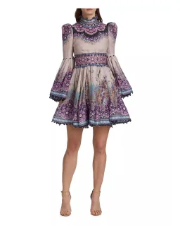 Zimmermann Celestial Bell Sleeve Mini Dress Gemini Zodiac Print Size 1 / Au 10 for rent on The Volte - image 1