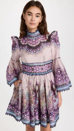 Zimmermann Celestial Bell Sleeve Mini Dress Gemini Zodiac Print Size 1 / Au 10 for rent on The Volte - image 3