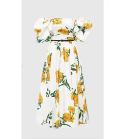 Leo Lin Marguerite Blanche Puff Sleeve Dress Marguerite Blanche Print Size 10 for rent on The Volte - image 2