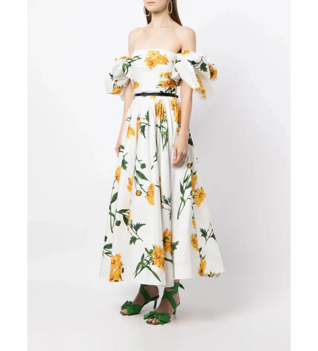 Leo Lin Marguerite Blanche Puff Sleeve Dress Marguerite Blanche Print Size 10 for rent on The Volte - main image