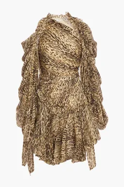 Zimmermann Cutout Leopard-print Silk Crepe De Chine Mini Dress Animal Print Size 0P/Au 6 for rent on The Volte - image 3
