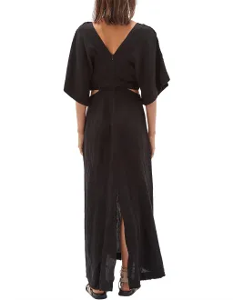 Bassike Linen V Neck Longerline Dress Black Size 12 for rent on The Volte - image 2
