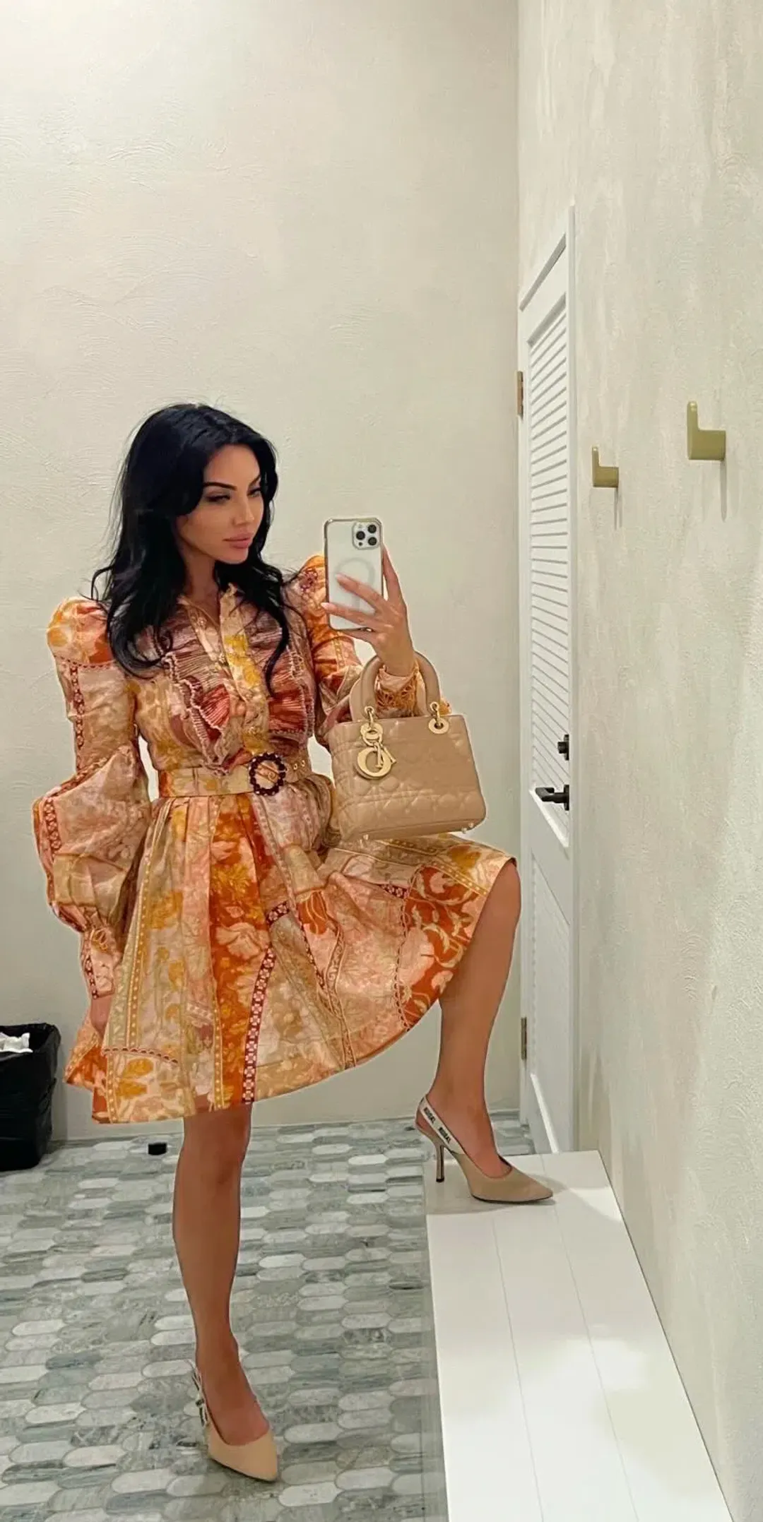 Zimmermann Kaleidoscope Tuxedo Frill Mini Dress Red Swirl Floral Size 0/Au 8 for rent on The Volte - main image