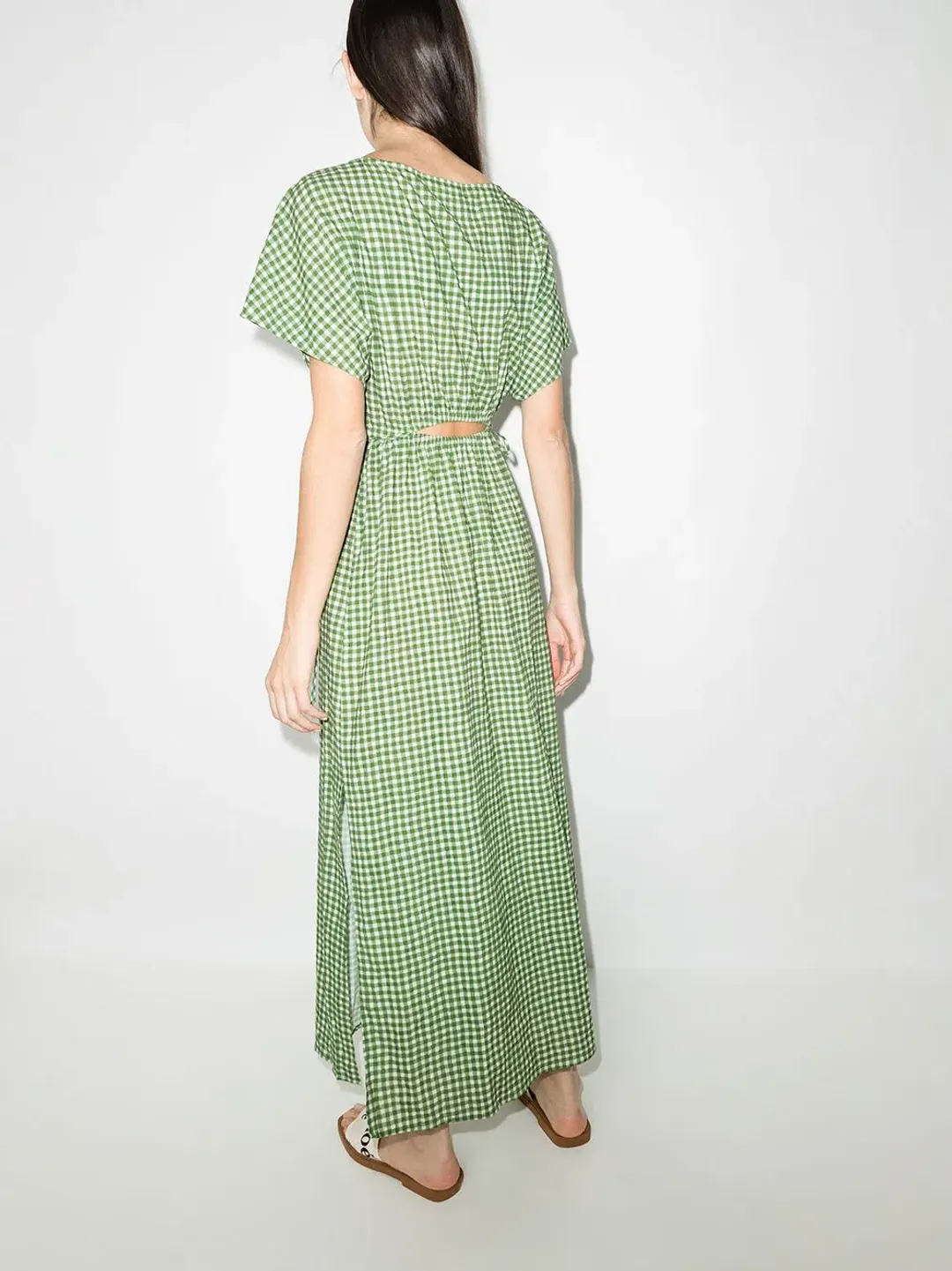 Peony Picnic After Swim Gingham-check Maxi Dress Green Size 10 for rent on The Volte - main image