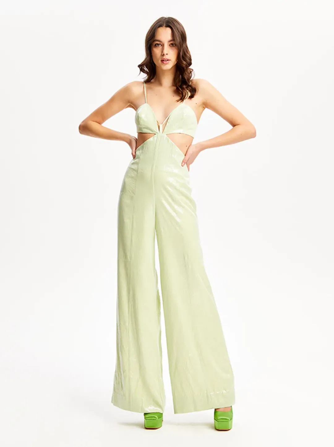 Alice McCall Night Sky Jumpsuit Lime Cream Size 8 for rent on The Volte - main image