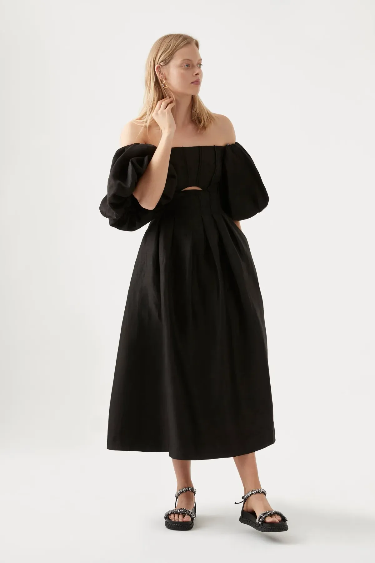 Aje Eugenie Off Shoulder Midi Dress - 14 - Image 1