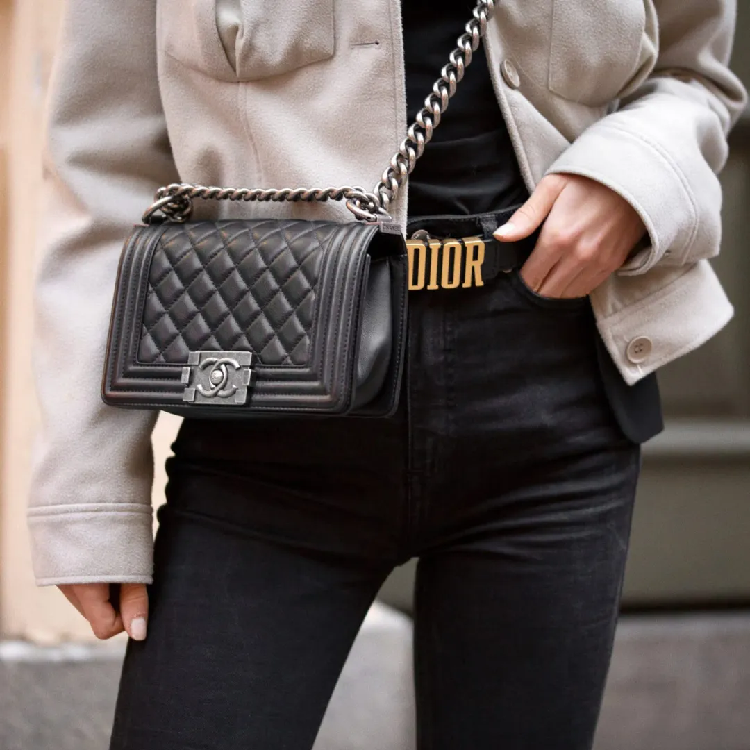 Dior 2022 D Fence Belt Black 80cm for rent on The Volte - main image