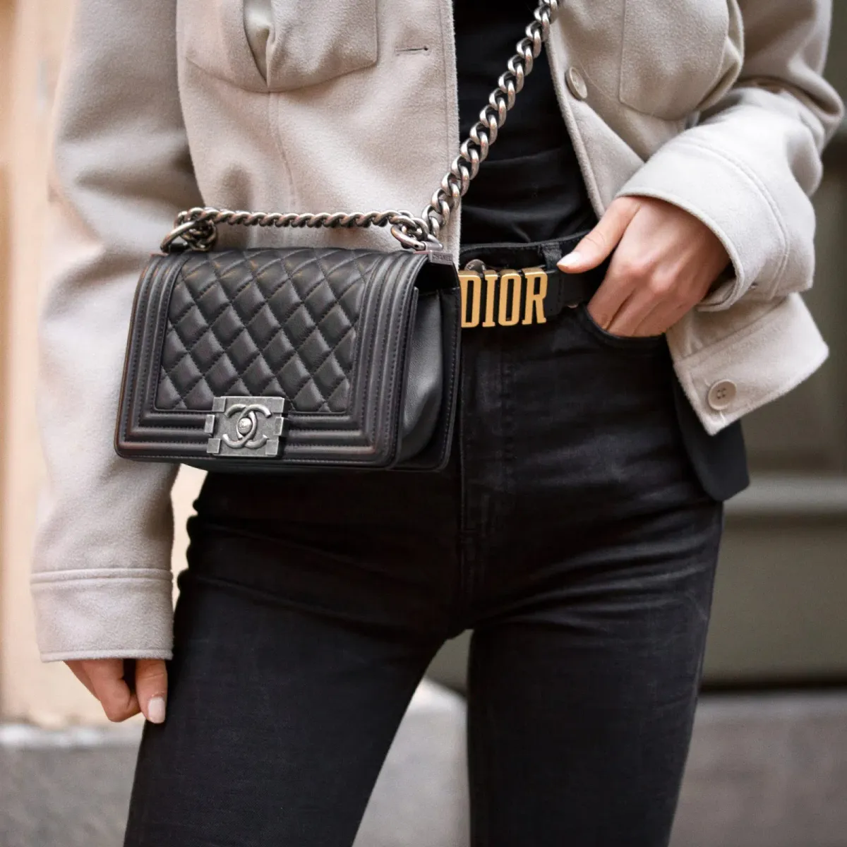 Dior 2022 D Fence Belt Black 80cm - Image 4