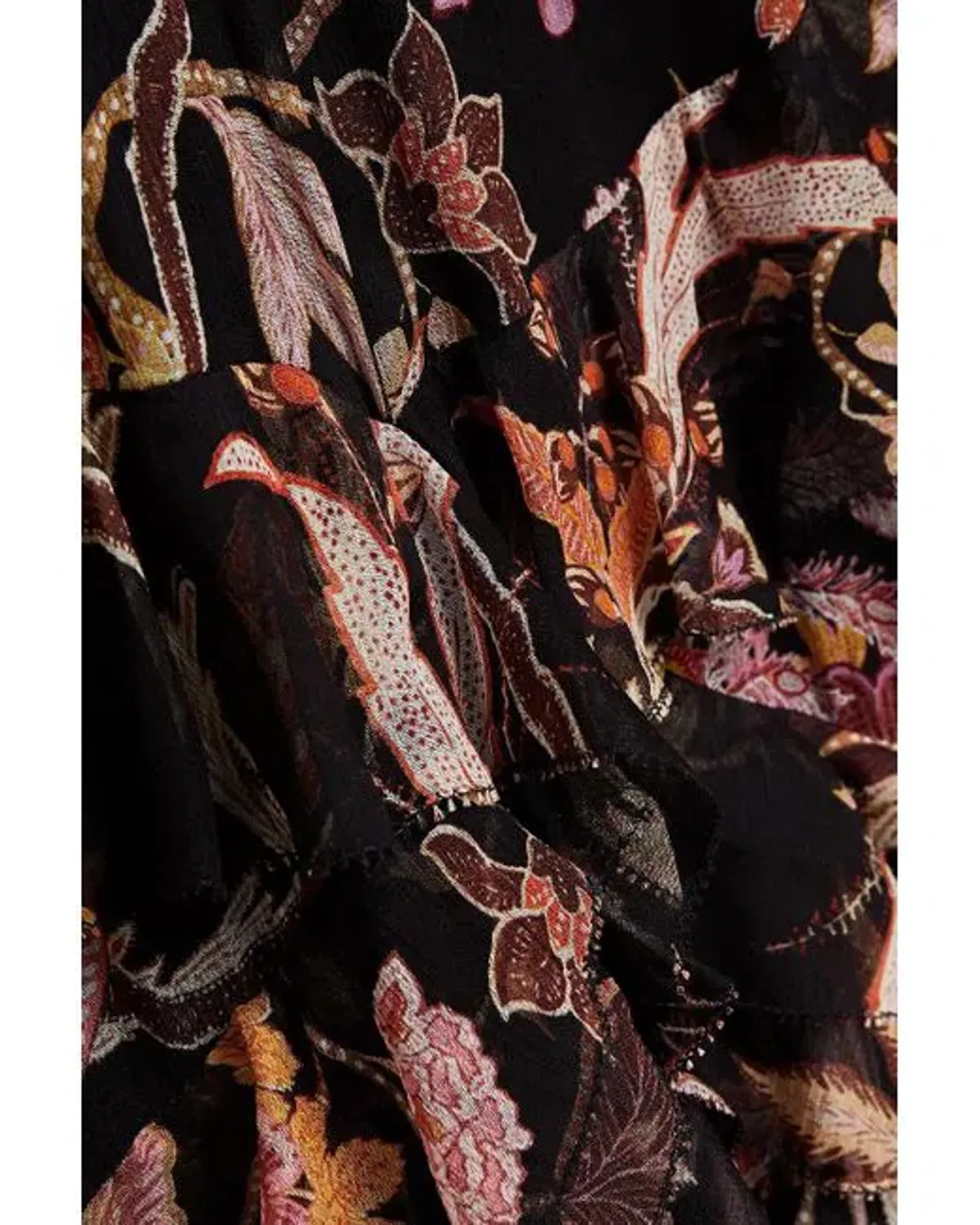 Zimmermann Wavelength Ruffled Silk Georgette Midi Dress Floral Print Size 0 / Au 8 - Image 4