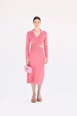 Cult Gaia Cristina Ribbed Knit Midi Dress Pink Size S / Au 8 for rent on The Volte - image 1