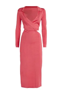 Cult Gaia Cristina Ribbed Knit Midi Dress Pink Size S / Au 8 for rent on The Volte - image 4