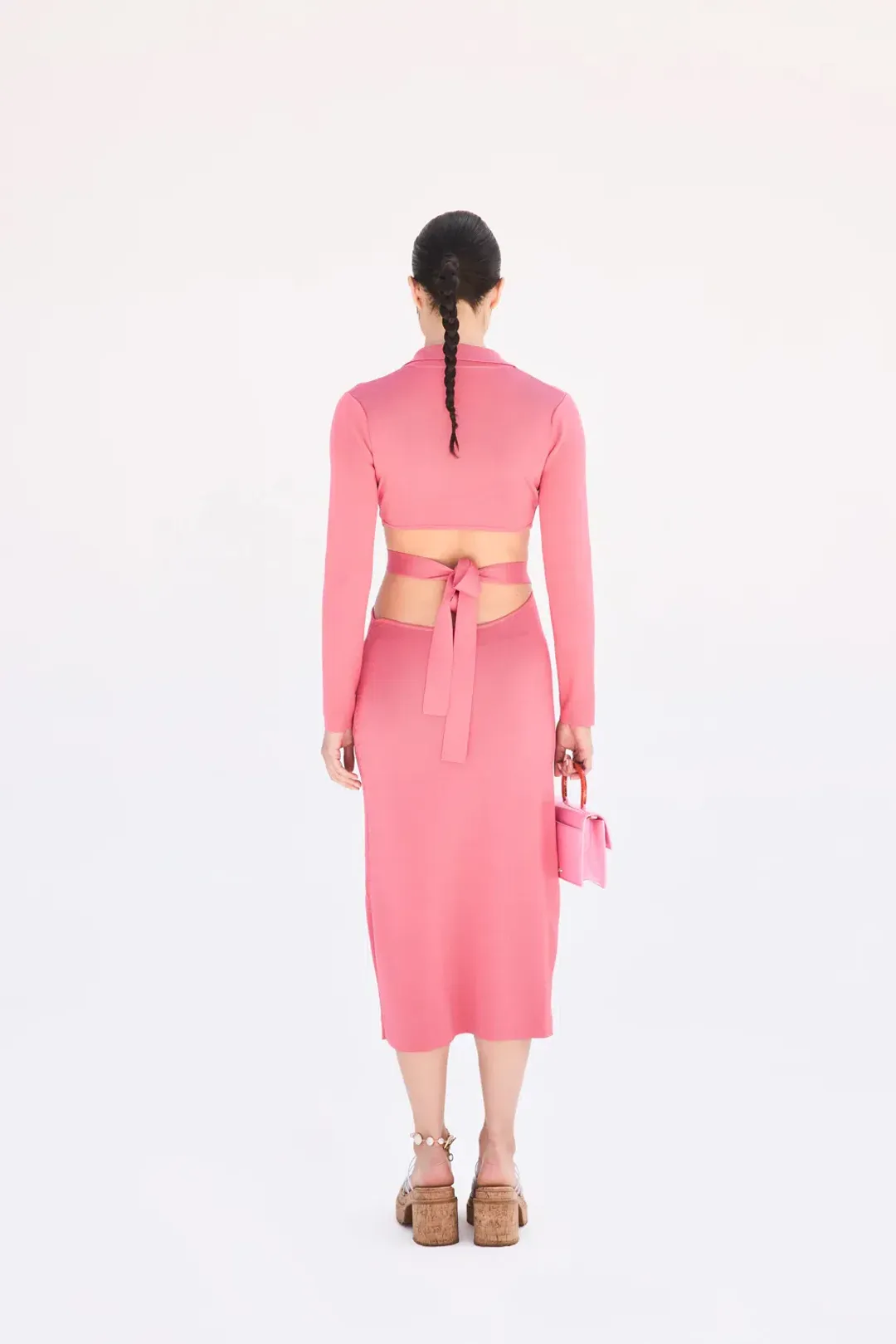 Cult Gaia Cristina Ribbed Knit Midi Dress Pink Size S / Au 8 for rent on The Volte - main image