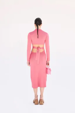Cult Gaia Cristina Ribbed Knit Midi Dress Pink Size S / Au 8 for rent on The Volte - image 3