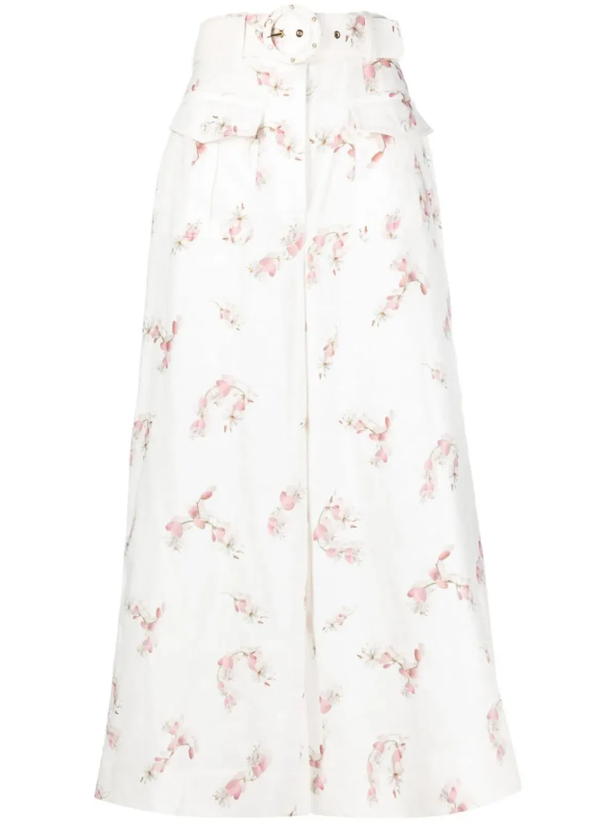 Zimmermann Dancer Wide Leg Belted Trousers White Floral Size 0 / Au 8 - Image 4