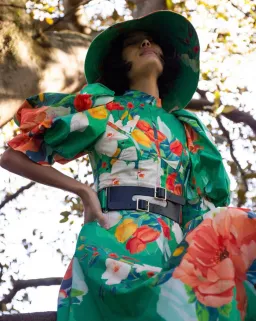 Leo Lin Florescence Midi Dress Green Floral Size 14 for rent on The Volte - image 1