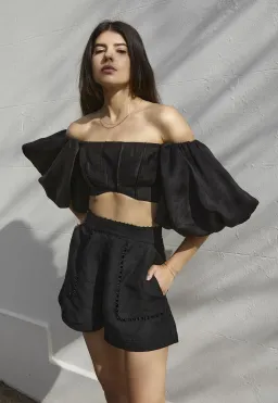 Aje Eugenie Top and Lucie Short Set Black Size 8 for rent on The Volte - image 1