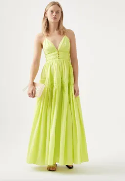 Aje Grace Tiered Maxi Dress Light Lemon Size 6 for rent on The Volte - image 1