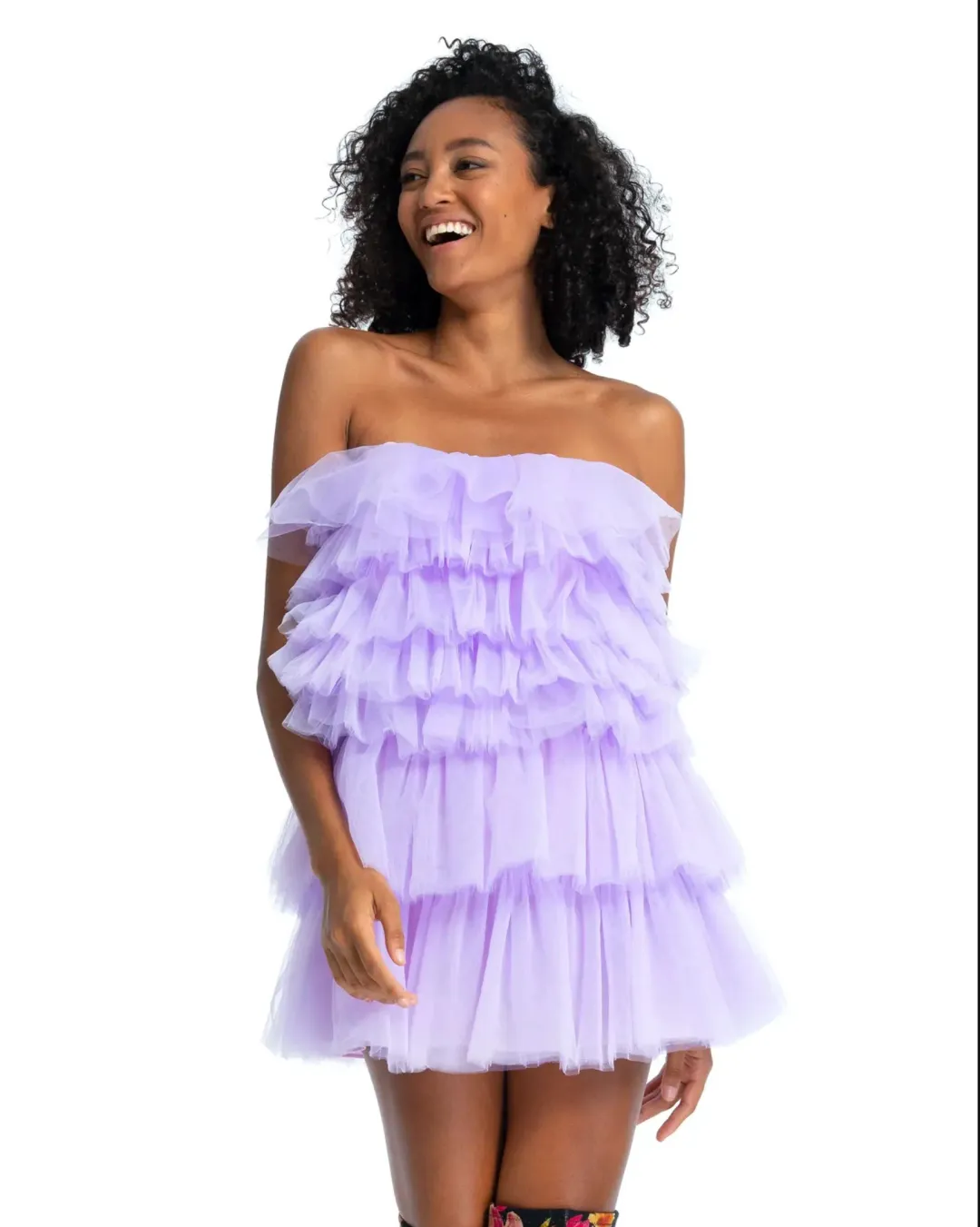 Dyspnea Powermuff Mini Dress Lilac Size 8 for rent on The Volte - main image