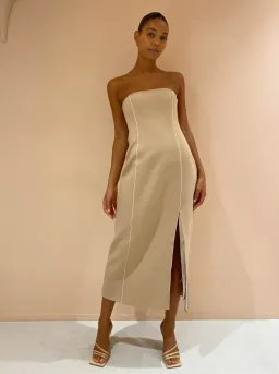 Sir The Label Monte Strapless Dress in Tan Size 2 for rent on The Volte - image 1