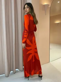 Manning Cartell Flame Tree Long Sleeve Dress Red Size 10 for rent on The Volte - image 3