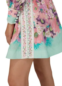 Zimmermann Jude Buttoned Mini Dress Aqua Gradient Floral Size 0P / Au 6 for rent on The Volte - image 6