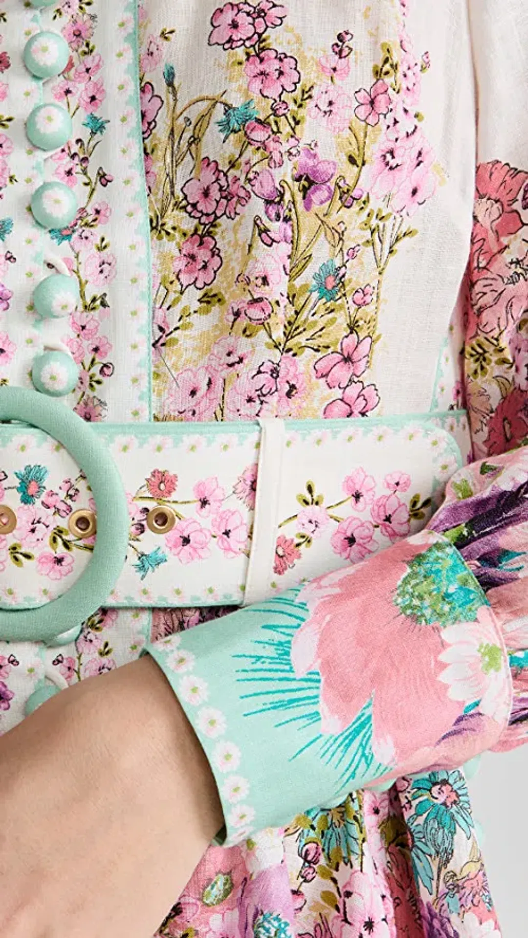 Zimmermann Jude Buttoned Mini Dress Aqua Gradient Floral Size 0P / Au 6 for rent on The Volte - main image