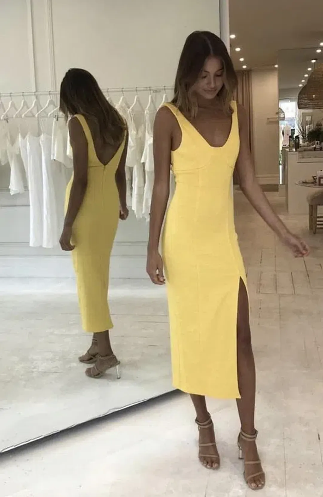 Bec & Bridge Cle'mence Midi Dress Yellow Size 8 for rent on The Volte - main image