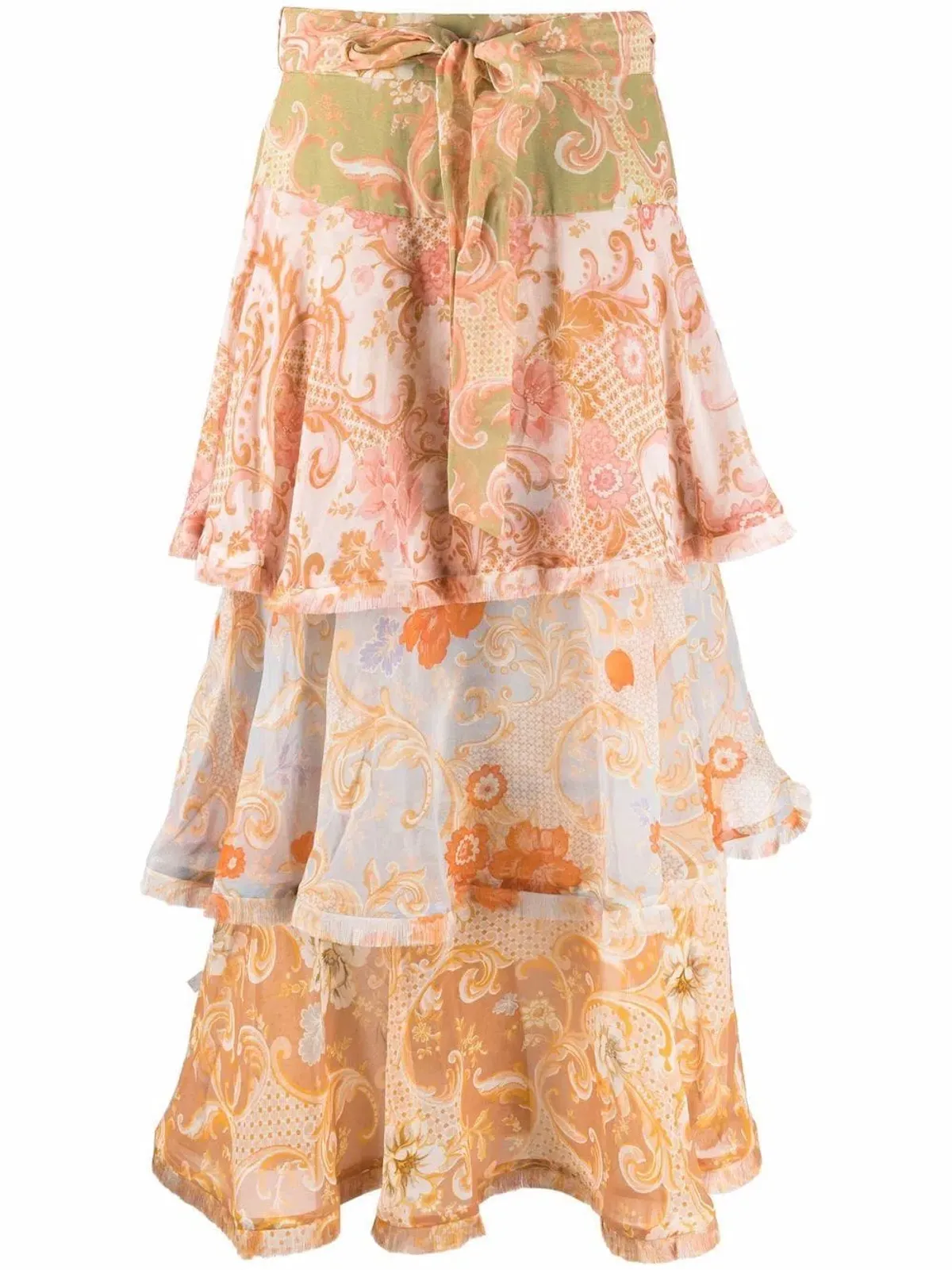 Zimmermann Postcard Flounce Midi Skirt Multi Size 0P/Au 6 - Image 3