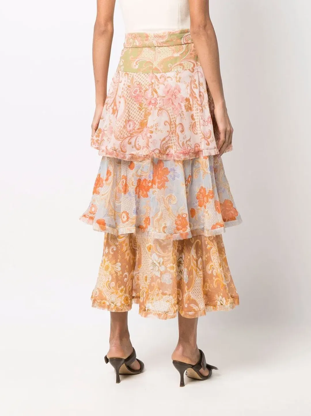 Zimmermann Postcard Flounce Midi Skirt Multi Size 0P/Au 6 for rent on The Volte - main image