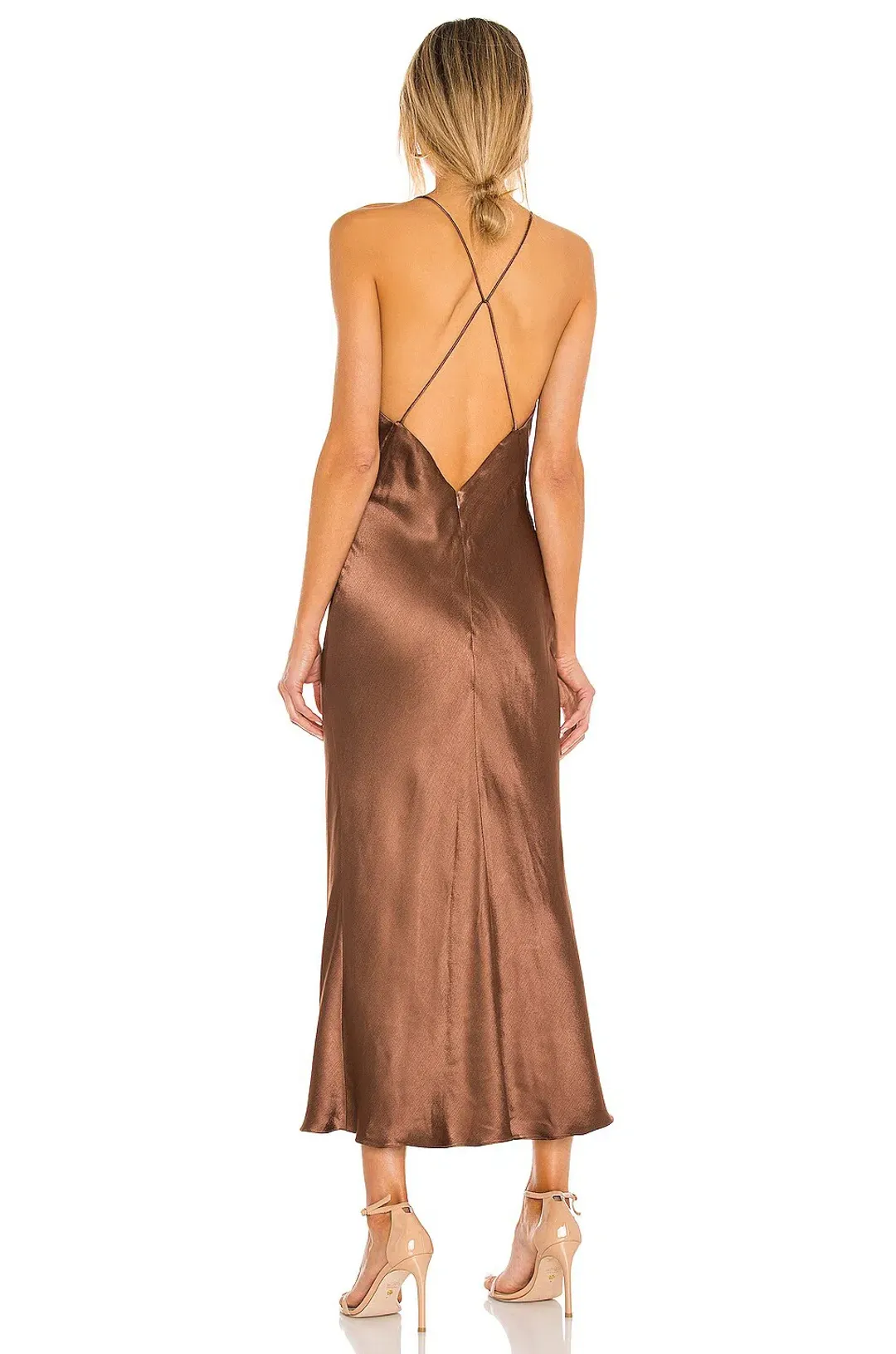 Bec & Bridge Valentina V Midi Dress Brown Size 6 for rent on The Volte - main image