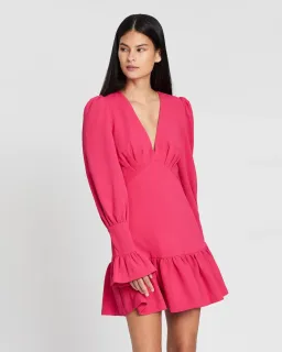 By Johnny Anna V Tulip Sleeve Mini Dress Pink Size 8 for rent on The Volte - image 1