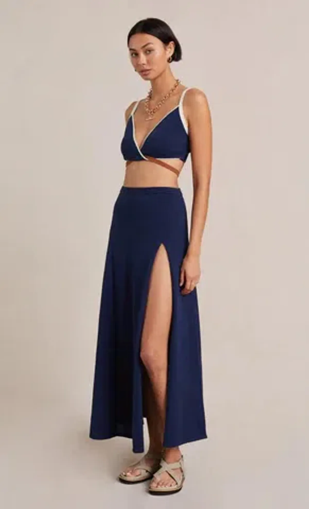 Bec & Bridge Enzo Twist Knit Top Size 8 & Skirt Size 10 Set Blue - Image 2