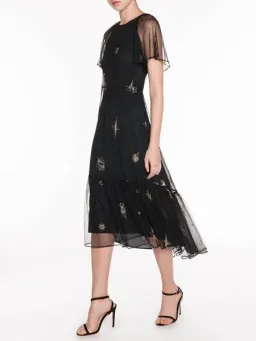 Veronika Maine Celestial Embroidered Midi Dress Black Size 12 for rent on The Volte - image 1