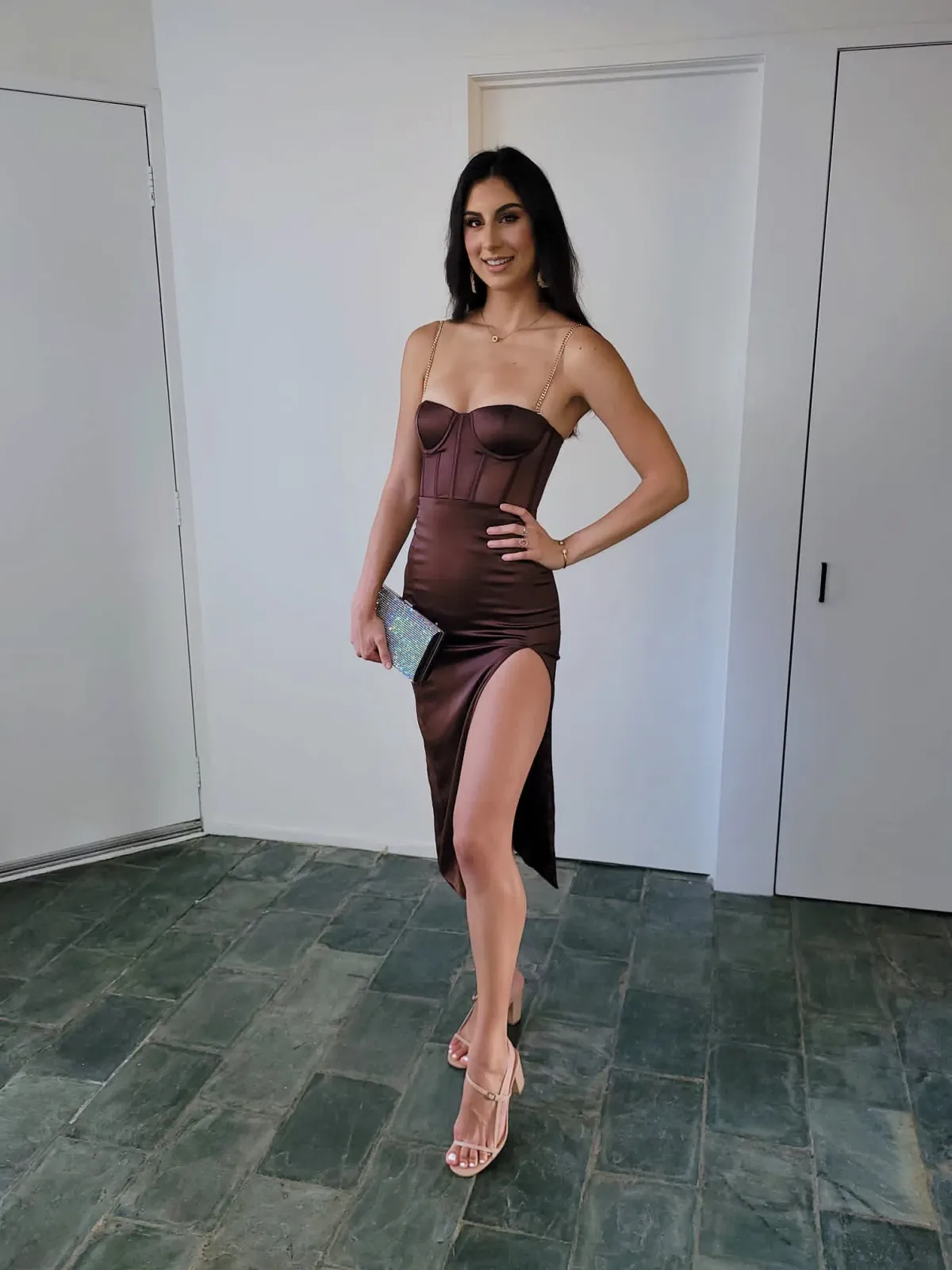 Meshki Talisa Dress Chocolate Size XS/Au 6 - Image 3