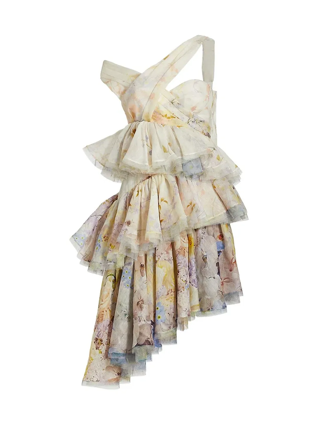 Zimmermann Rhythmic Asymmetric Mini Dress Citrus Garden Size 0P/Size 6 for rent on The Volte - main image