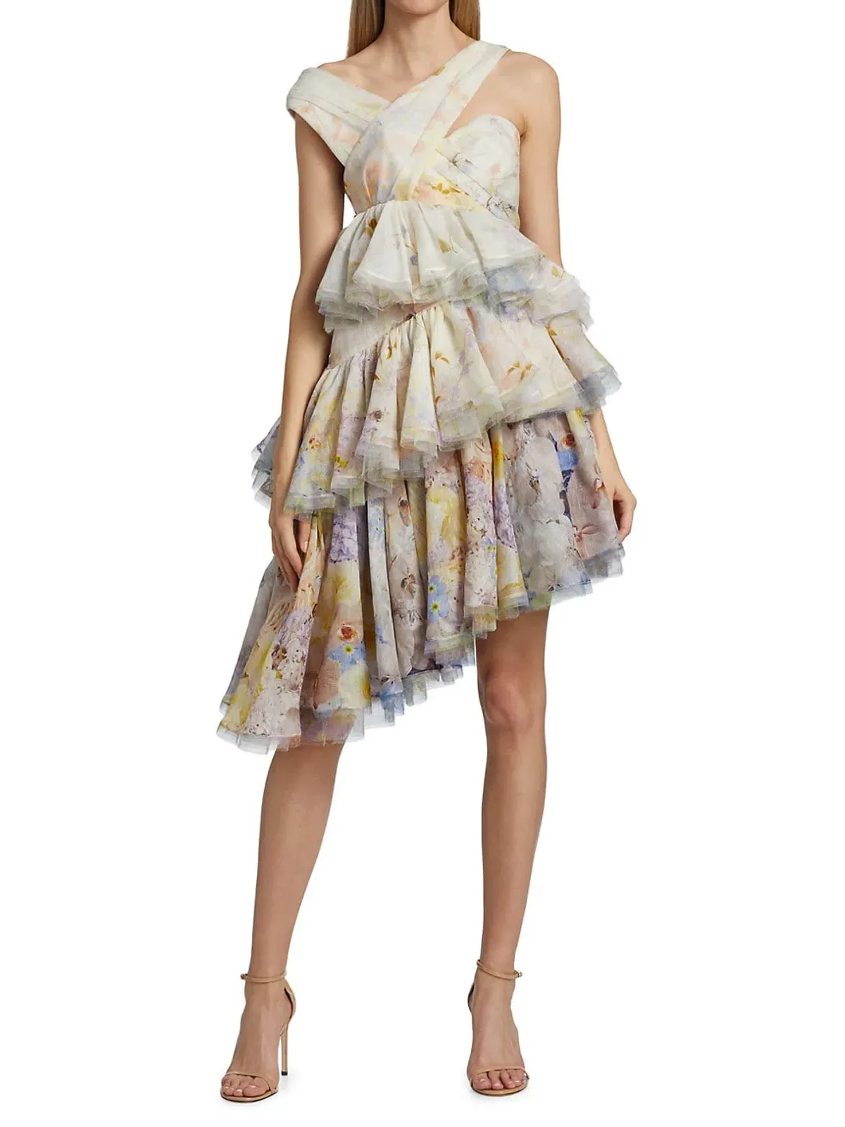 Zimmermann Rhythmic Asymmetric Mini Dress Citrus Garden Size 0P/Size 6 - Image 1