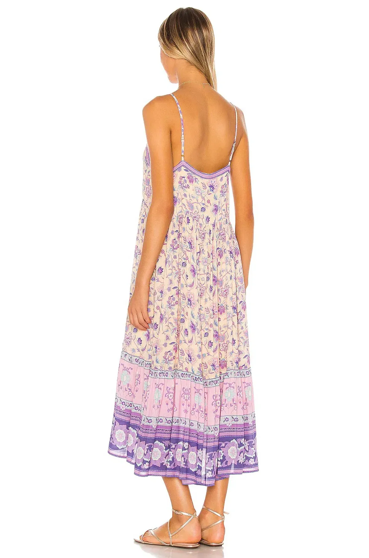 Spell X REVOLVE Portobello Road Strappy Midi Dress Lavender Print Size M/ Au 10 - Image 3