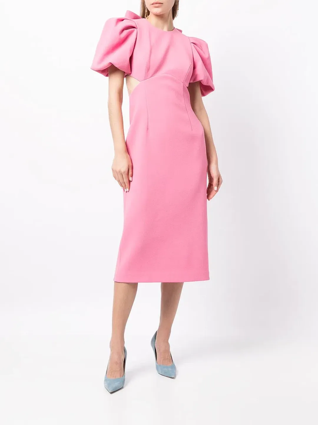 Rebecca Vallance Ally Cut out Midi Dress Pink Size 10 for rent on The Volte - main image