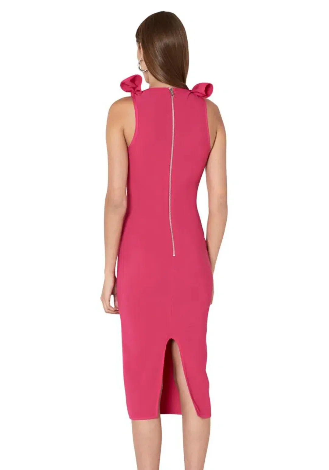 By Johnny V Neck Bow Shoulder Dress Pink Size 10 for rent on The Volte - main image