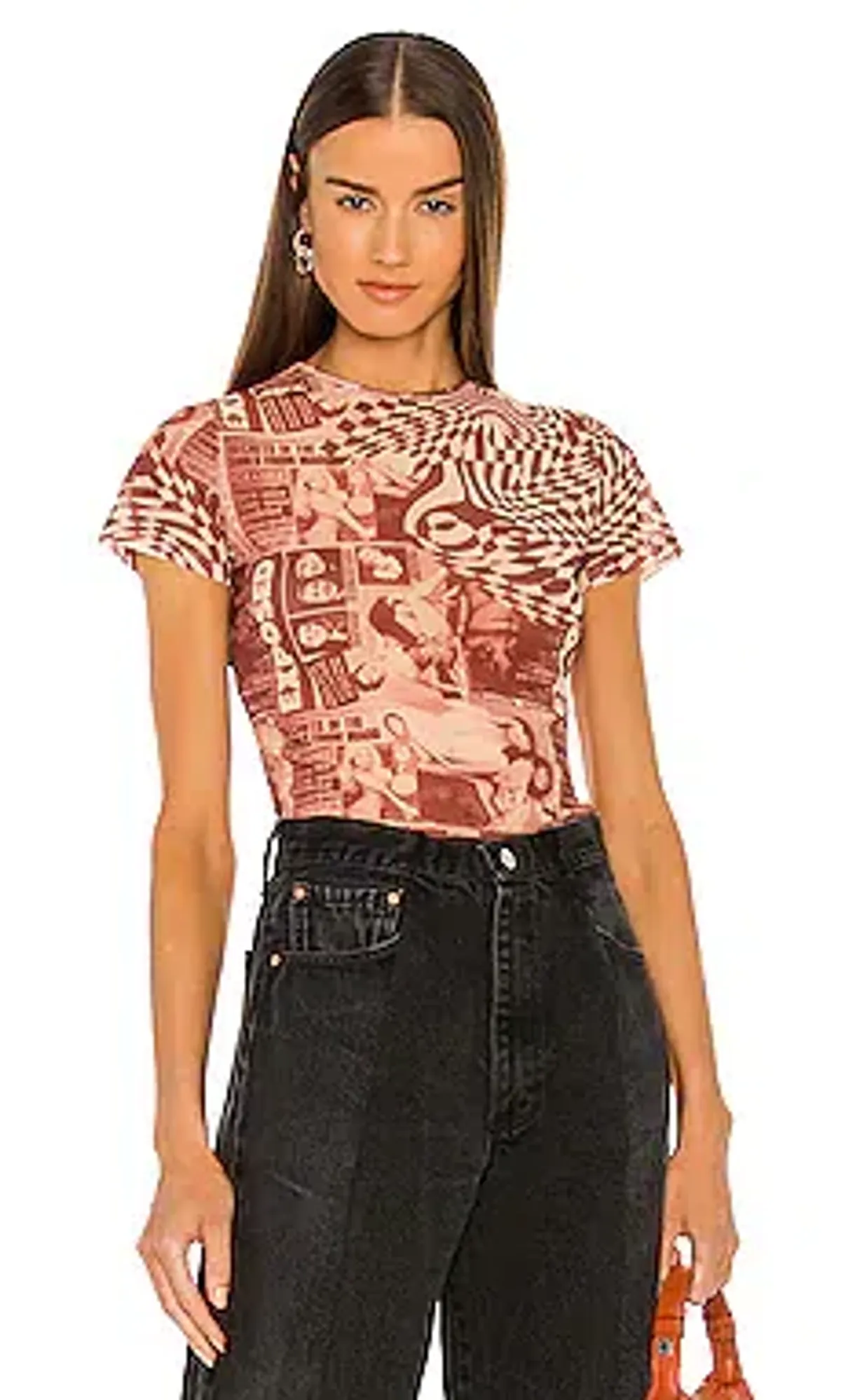 Miaou Mini Tee in Wanted Red Size Small/Au 8 - Image 2