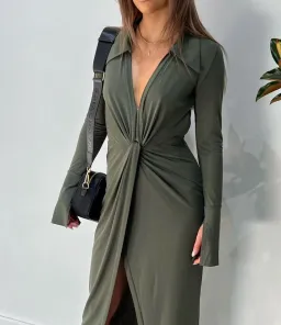 Bec & Bridge Evoke Long Sleeve Maxi Dress Khaki Green Size 6 / XS for rent on The Volte - image 5