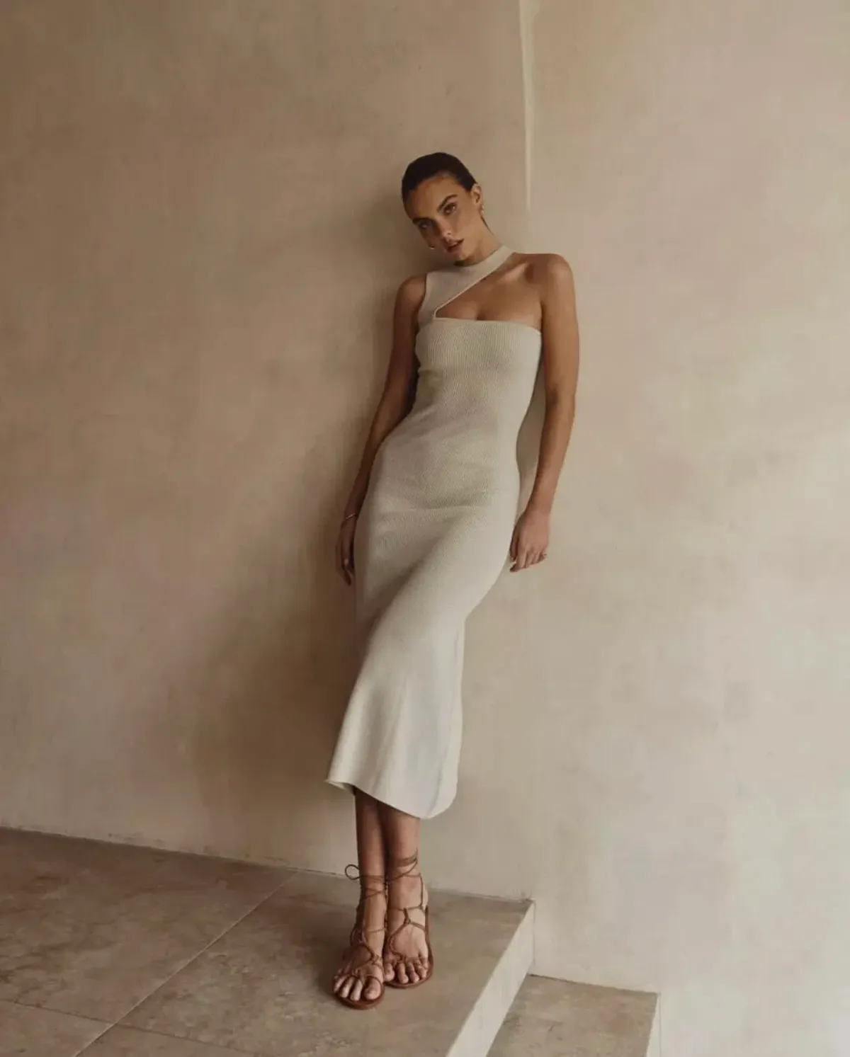 Dissh Adalyn Asym Midi Dress Stone Size 10 / M - Image 3