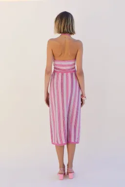 Suboo Fuchsia Metallic Beck Halter Cut Out Dress Size S/ AU 8 for rent on The Volte - image 3