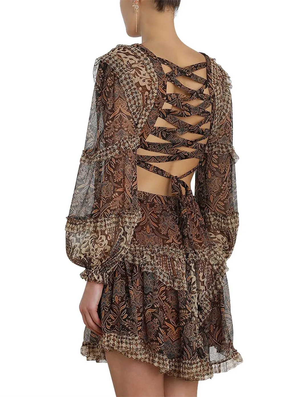 Zimmermann Tali Batik Cut Out Dress Spliced Print Size 2/Au 12 for rent on The Volte - main image