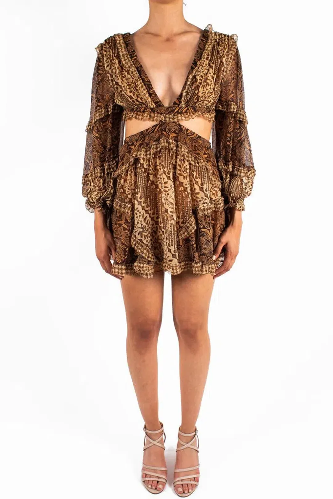 Zimmermann Tali Batik Cut Out Dress Spliced Print Size 2/Au 12 for rent on The Volte - main image