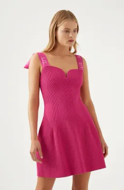 Aje Amber Knit Tie Shoulder Mini Dress Pink Size XXS / AU 4 for rent on The Volte - image 2