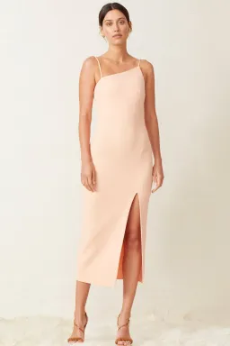 Bec & Bridge Ruby Asym Midi Dress Peach Size 10 for rent on The Volte - image 1