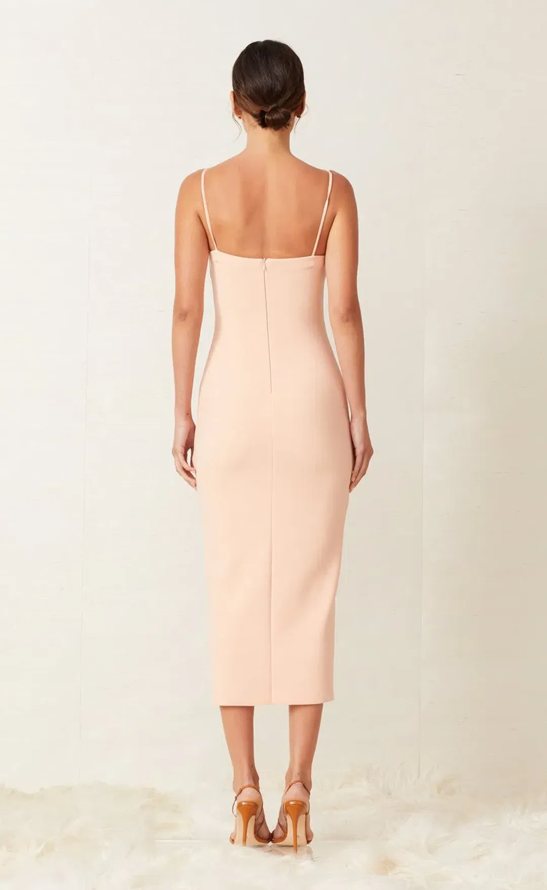 Bec & Bridge Ruby Asym Midi Dress Peach Size 10 for rent on The Volte - main image