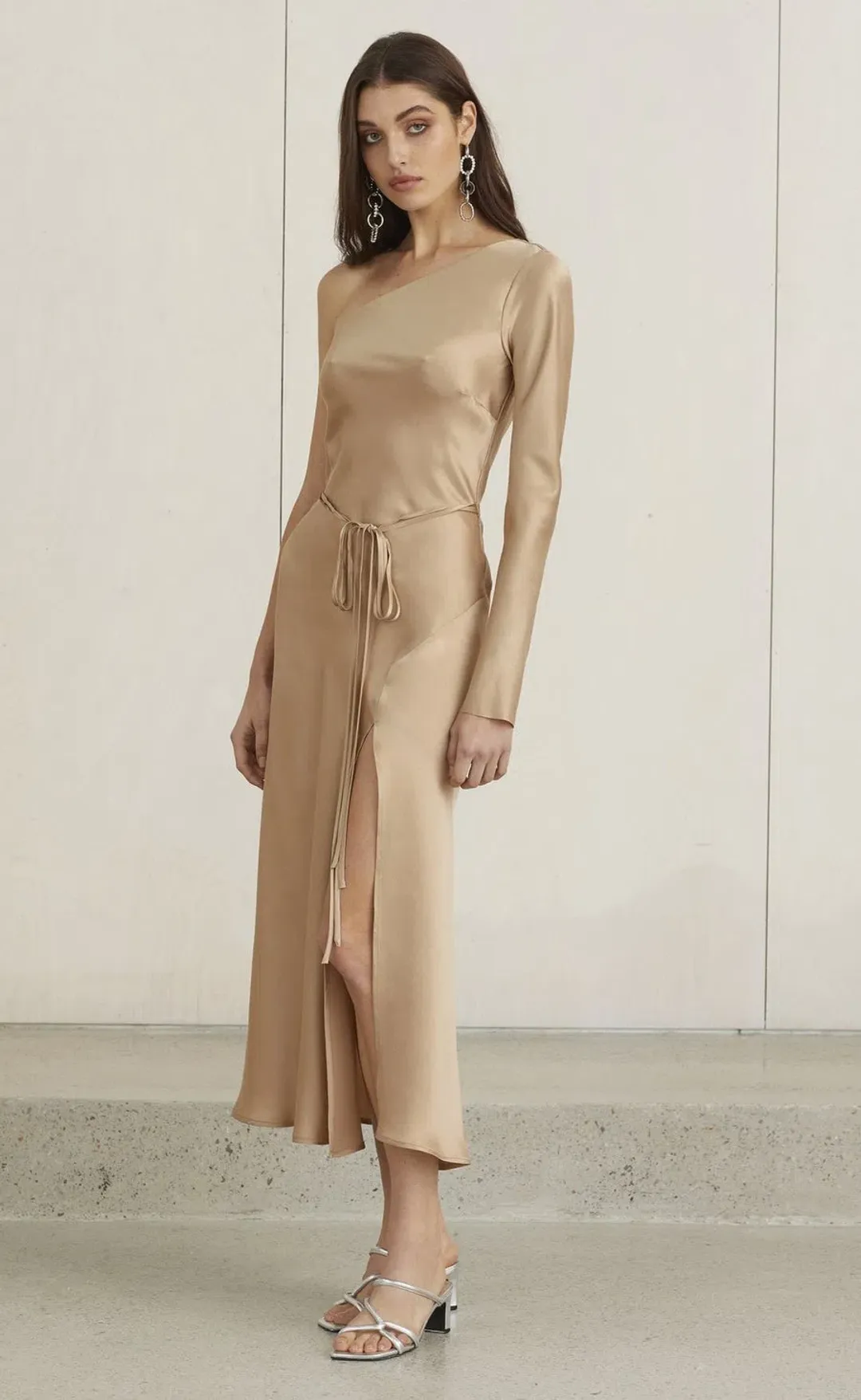 Bec and Bridge Classic One Shoulder Dress Gold Size 8 for rent on The Volte - main image